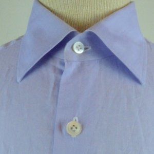 Kiton blue cotton french cuff shirt made in Italy Designer L
